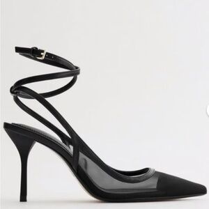 SOLD Zara Mesh Ankle Wrap Heel Size 37 Black